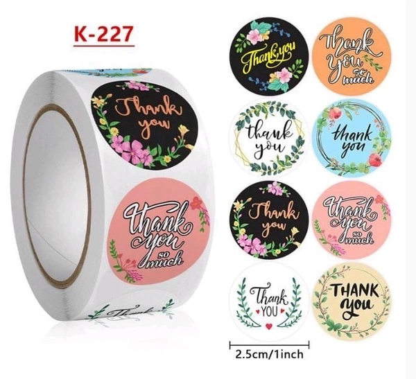 Thank You Sticker Roll - 1 Inch, 500 Pcs, 227