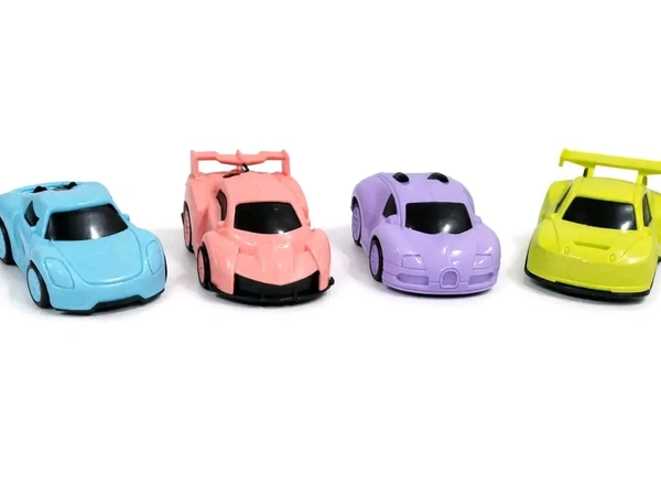Pastel Car Toy Set For Cake Decoration - 4 Pcs Pack