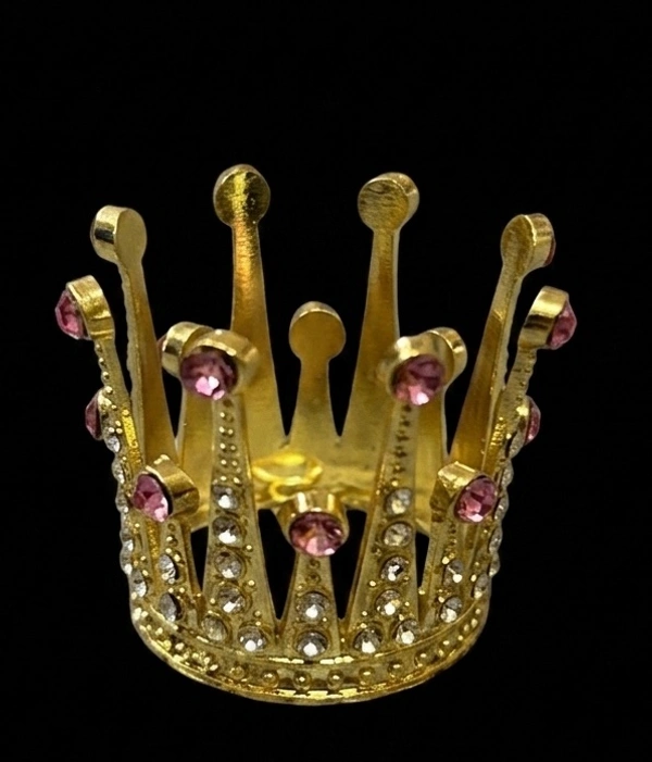Colourful Mini Metal Cake Crown - Pink, 1 Pc