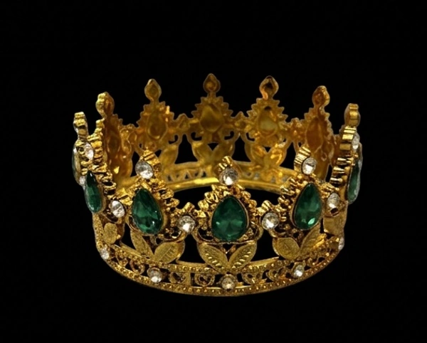 Gold Plastic Cake Crown - Green, 1 Pc