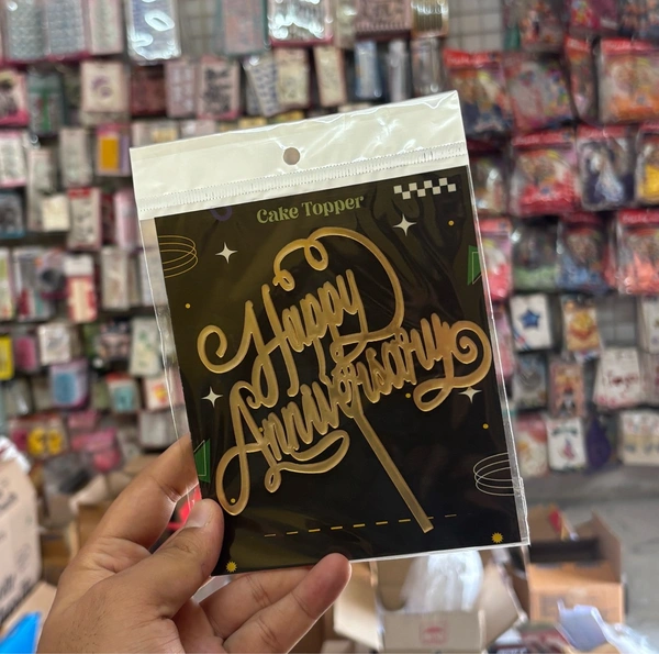 ACRYLIC TOPPERS Happy Anniversary - 5 Inch, Gold, 53