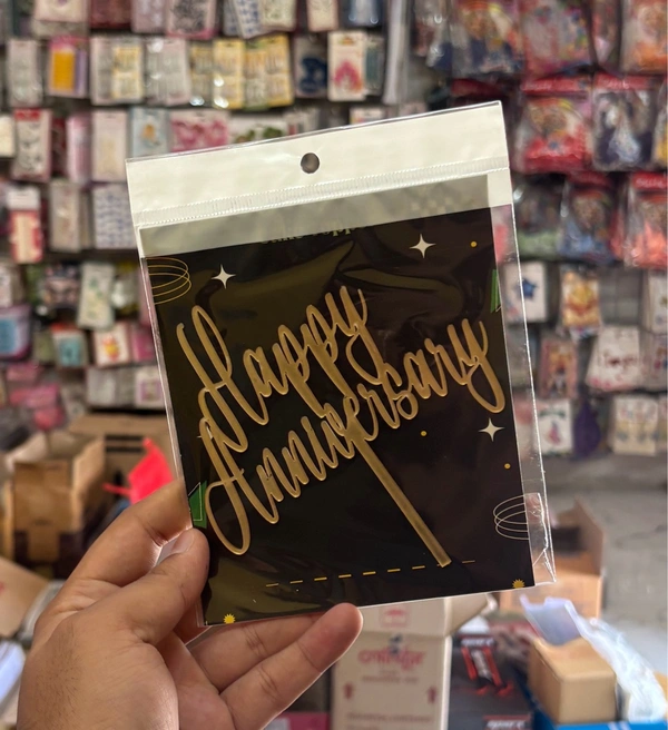 ACRYLIC TOPPERS Happy Anniversary - 5 Inch, Gold, 54