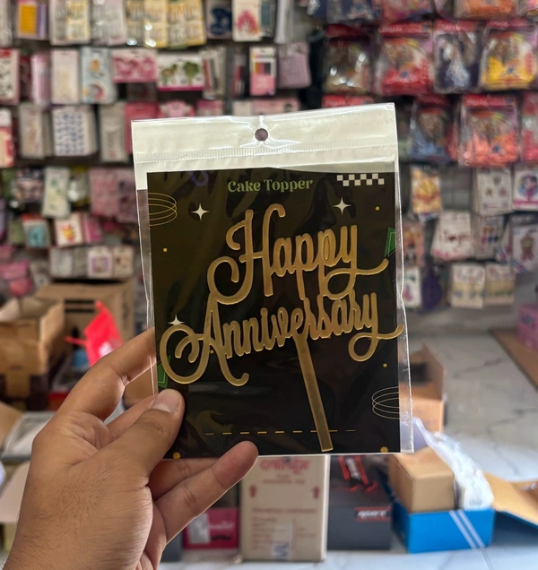 ACRYLIC TOPPERS Happy Anniversary - 5 Inch, Gold, 55