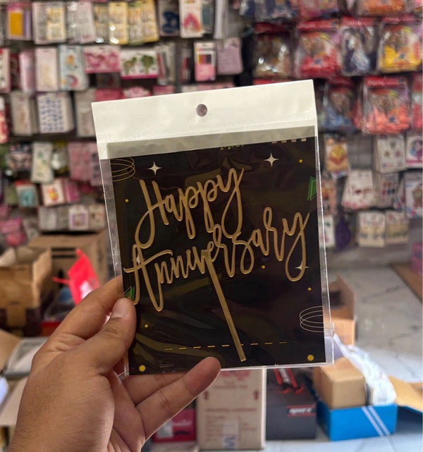 ACRYLIC TOPPERS Happy Anniversary - 5 Inch, Gold, 56