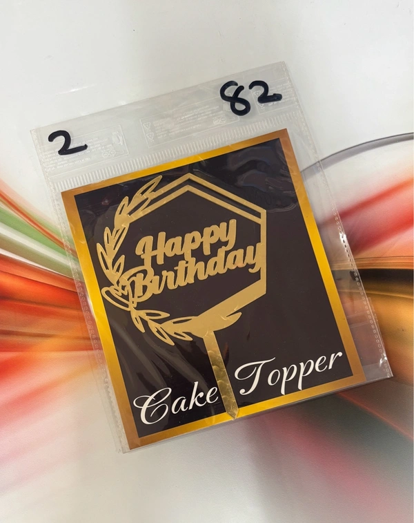 Acrylic 4 inch Cake Topper - 4 Inch, Gold, T2