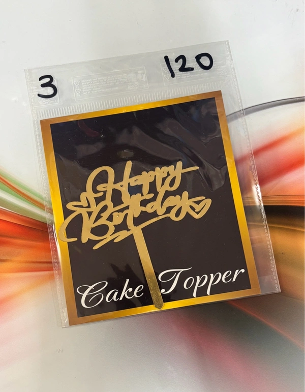 Acrylic 4 inch Cake Topper - 4 Inch, Gold, T3
