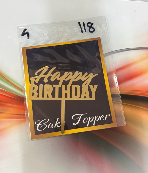Acrylic 4 inch Cake Topper - 4 Inch, Gold, T4