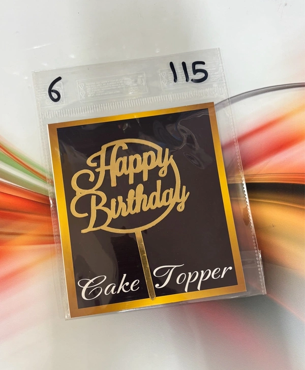 Acrylic 4 inch Cake Topper - 4 Inch, Gold, T6