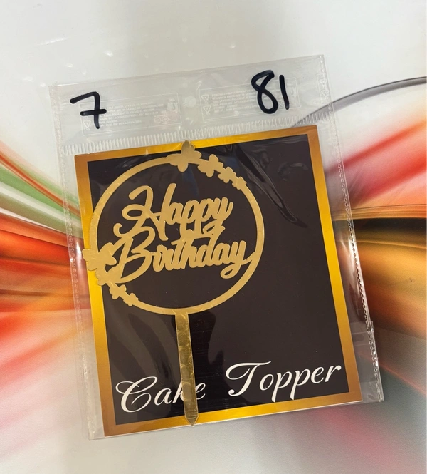 Acrylic 4 inch Cake Topper - 4 Inch, Gold, T7