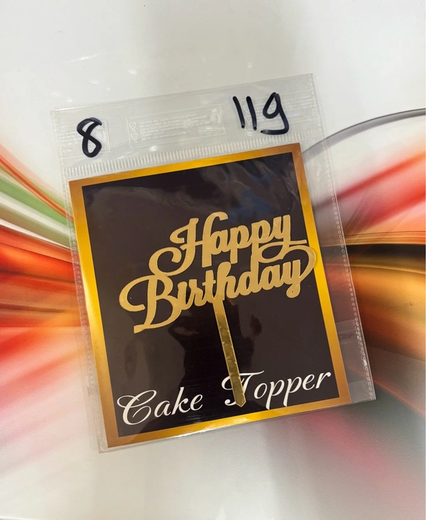 Acrylic 4 inch Cake Topper - 4 Inch, Gold, T8