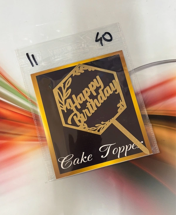 Acrylic 4 inch Cake Topper - 4 Inch, Gold, T11
