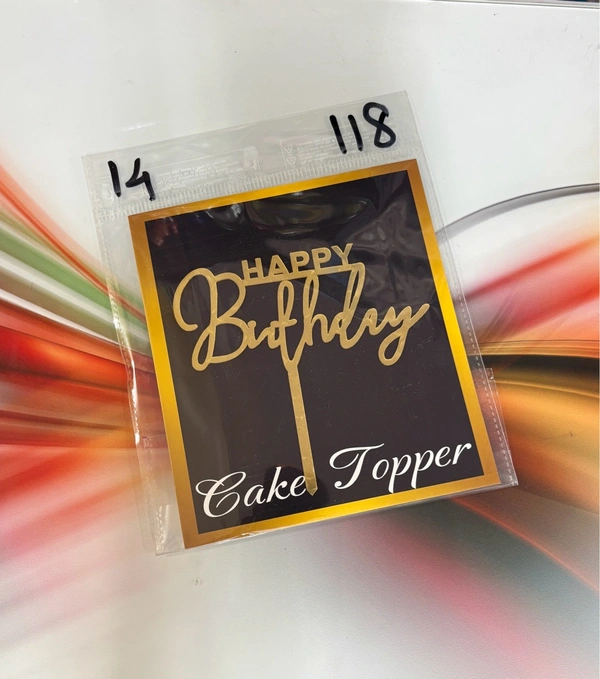Acrylic 4 inch Cake Topper - 4 Inch, Gold, T14