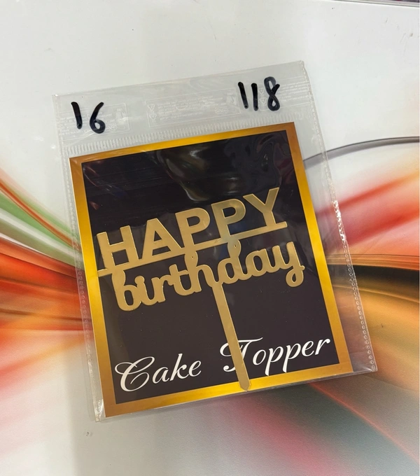 Acrylic 4 inch Cake Topper - 4 Inch, Gold, T16