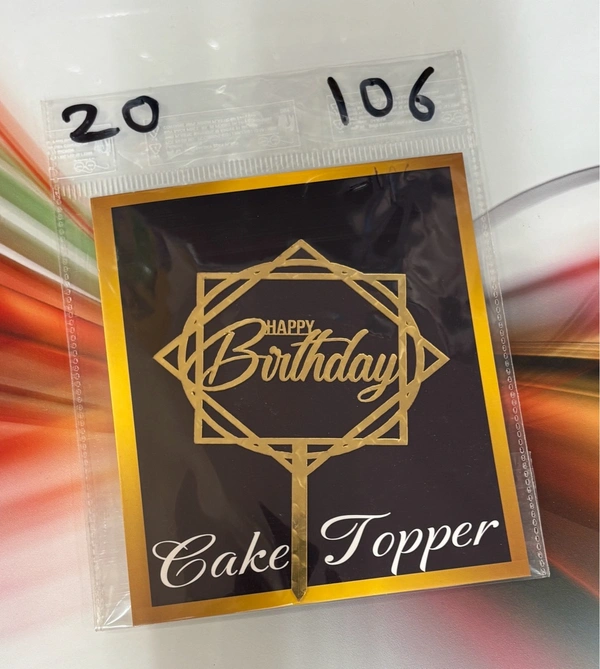 Acrylic 4 inch Cake Topper - 4 Inch, Gold, T20