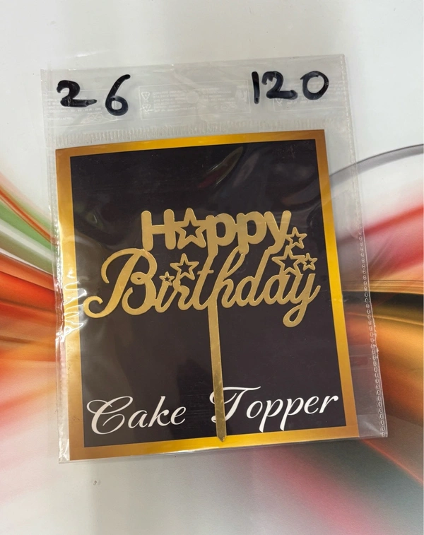 Acrylic 4 inch Cake Topper - 4 Inch, Gold, T26