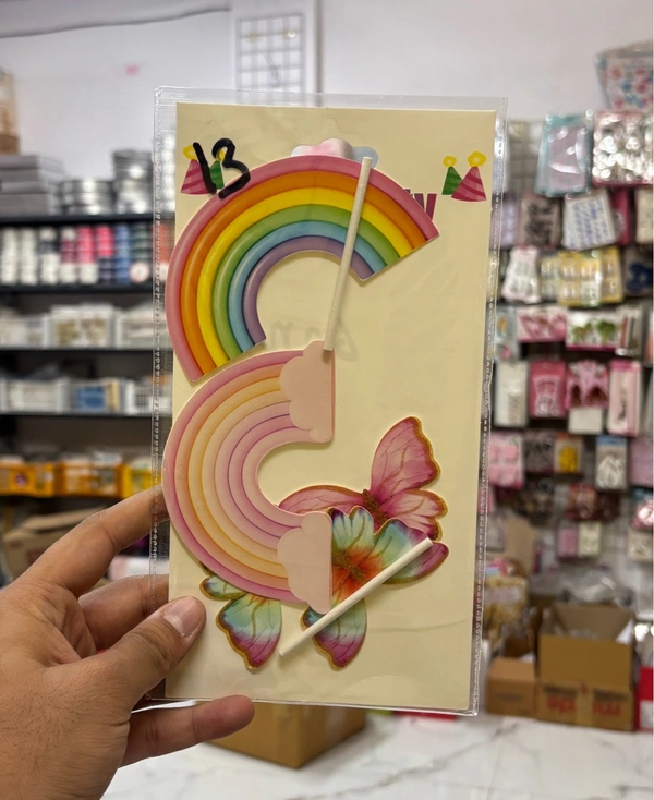 Paper Rainbow Topper Set With Butterflies - 1 Pkt, Delight 13