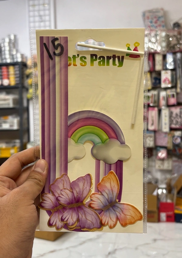 Paper Rainbow Topper Set With Butterflies - 1 Pkt, Delight 15