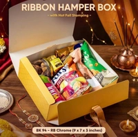 Rakhi Ribbon Hamper Box - 9*7*3 Inches Size, 10 Pcs Pack, BK94-RB Chrome
