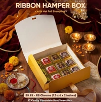 Rakhi Ribbon Hamper Box - 7.5*6*2 Inches, 10 Pcs Pack, BK95-RB Chrome
