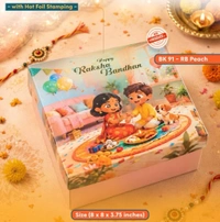 Top Bottom Rakhi Hamper Box - 8*8*3.75 Inches, 10 Pcs Pack, BK91-RB Peach