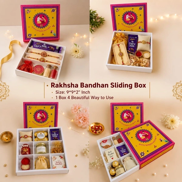 Raksha bandhan Sliding Box (1 Box 4 Use) - 9*9*2 Inches, 10 Pcs