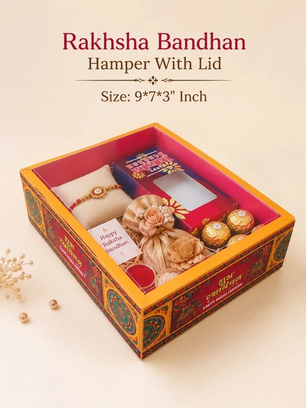 Raksha bandhan Hamper Box With Lid - 9*7*3 Inches, 10 Pcs