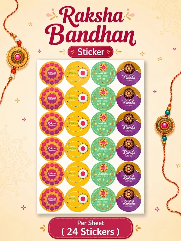 New Raksha Bandhan Sticker Sheet - 24 Pcs