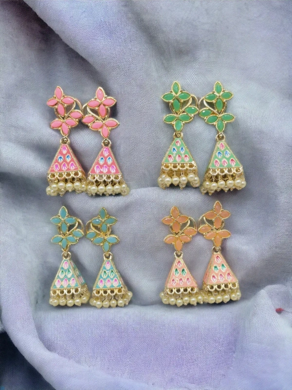 STAR MEENAKARI JHUMKA  - RED