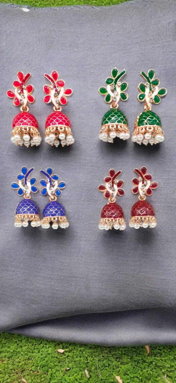 FLOWER MEENAKARI JHUMKA - PINK