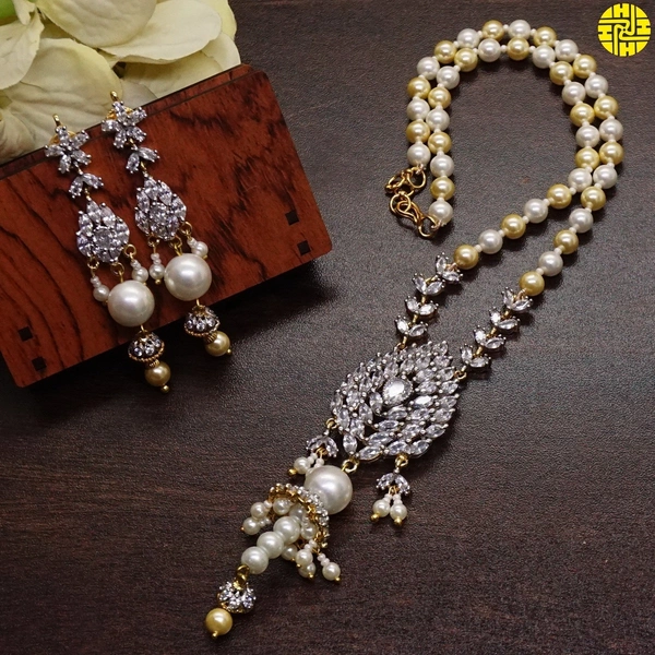 HJ Stunning Pearl Pendant Set Online F-215 - Pearl Ivory, Gold Plating