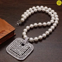 HJ Diamond Inspired Designer Pearl Pendant Set - F-317 - Pearl White, Rhodium Plating