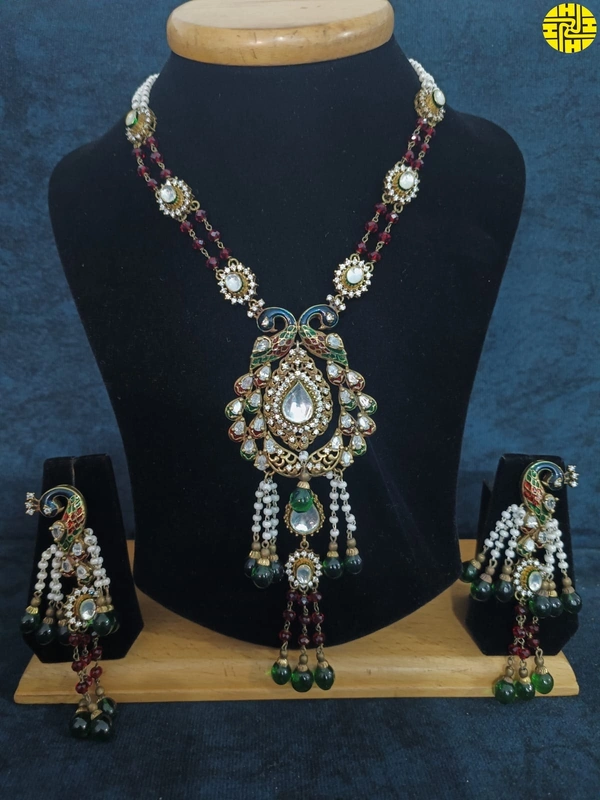 HJ Designer Multi Color Peacock Antique Raw Finish Pendant Set - D-230ryg - Multi, Antique Raw Finish