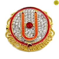 BLESSI Swaminarayan Faith Tilak Sign Divine Brooch - hb-001a - Orange, Gold Plating