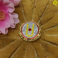 BLESSI Swaminarayan Faith Tilak Sign Divine Brooch - hb-001a - Orange, Gold Plating
