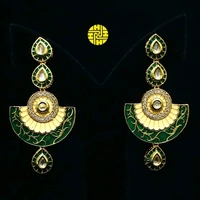 HJ Designer Long Pearl Earrings Hje 341 - Maroon, gold plating