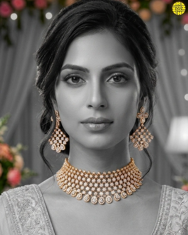 Timeless Bridal White Cz Necklace Set With Earrings - Hnc-016at