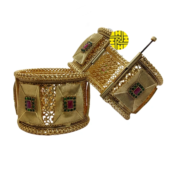 SM Royal Look High Gold Plating Kada - sm-156 - Multi, Antique Gold Plating, 2.4 Adjustable