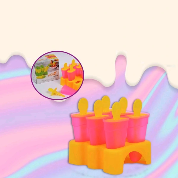 Kulfi Maker Moulds Set Plastic Homemade Kulfi Mould 6pcs Set For Freezer Use
