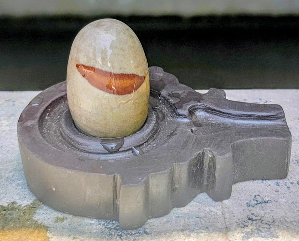 2 Inch  Tripund Dhari Shivling with Shakti Jaladhara