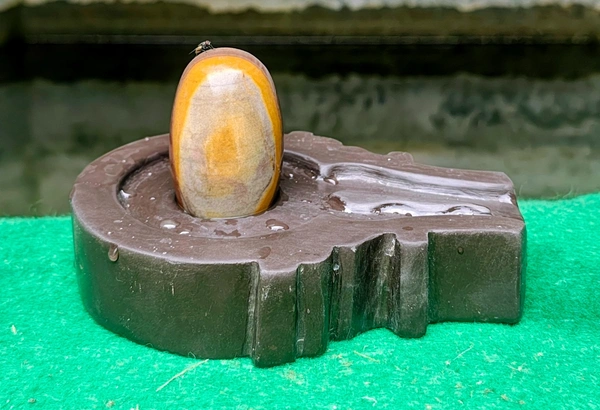Spiritual Stone World 3 Inch Barfani Shivling with 6 Inch Base - 3 Inch Shivling, Narmadeshwar Shivling, 1.1KG