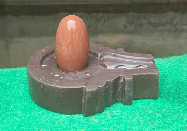 Spiritual Stone World 3 Inch Barfani Shivling with 6 Inch Base - 3 Inch Shivling, Narmadeshwar Shivling, 1.1KG