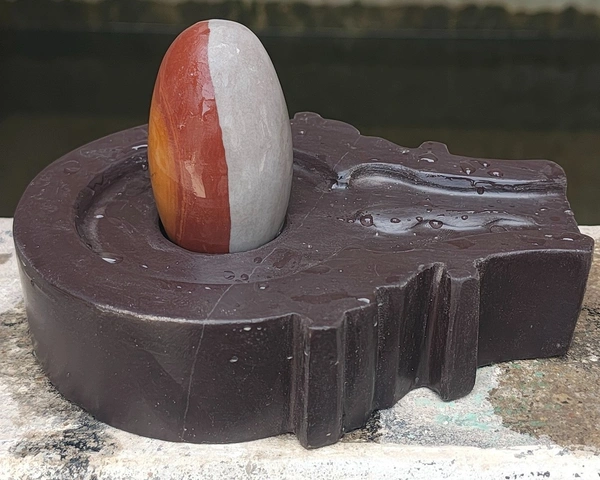 Spiritual Stone World 3 Inch Ardhanarishwar Shivling 6 Inch Jaladhara