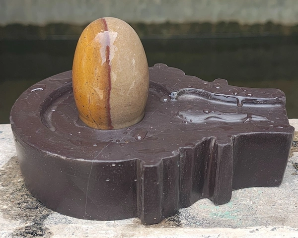 Spiritual Stone World 3 Inch Ardhanarishwar Shivling 6 Inch Jaladhara
