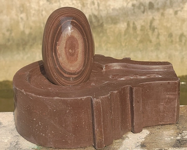 Spiritual Stone World 4 Inch Shivling 8 Inch Plat Jaladhara