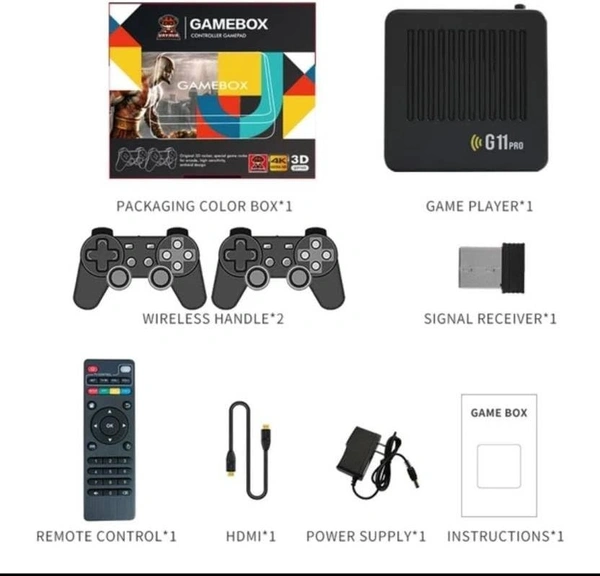 G11 PRO Game Box Ultimate Retro Gaming Experience 40000+ Games 4k/2D/3D HD Graphics 64 GB with GTA Vice City, God of War, Tekken, Cadillacs and Dinosaurs, Mario, Snow Bros.