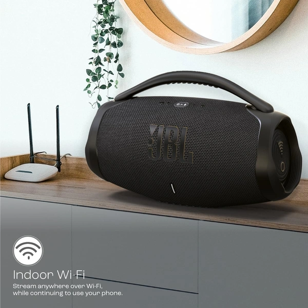 JBL Boombox3 WiFi, Deep Bass, 24H Playtime,BuiltIn Powerbank, IP67, Alexa 180 W Bluetooth Speaker (Black, Stereo Channel) - Black