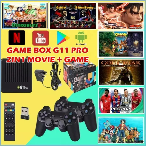 G11 PRO Game Box Ultimate Retro Gaming Experience 40000+ Games 4k/2D/3D HD Graphics 64 GB with GTA Vice City, God of War, Tekken, Cadillacs and Dinosaurs, Mario, Snow Bros.