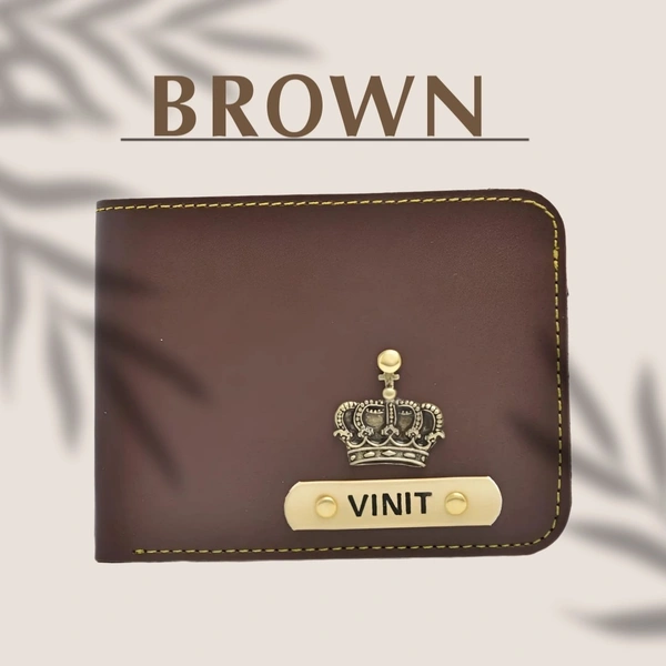 Men's Personalized Wallet I Customized Slim Stylish Leather Purse with Name & Charm I Unique Birthday Anniversary Gift for Men Boy Love Husband Employees Clients - Brown