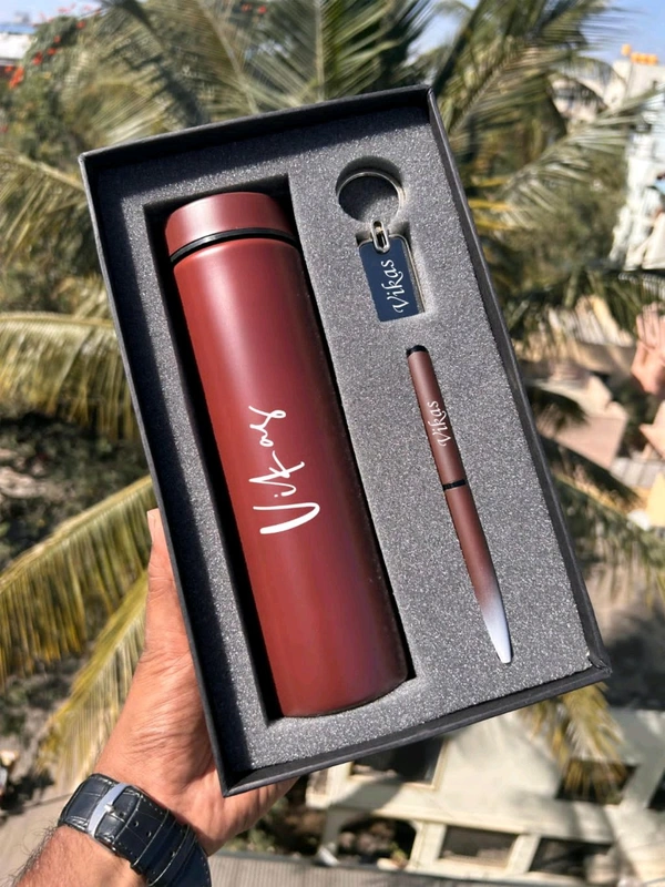 Botal + Pen + Keychain Combo 1.0 - Tan