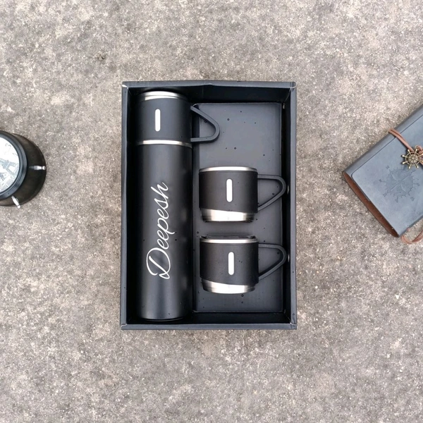 Hot And Cold Flask With Cup Combo - Blue